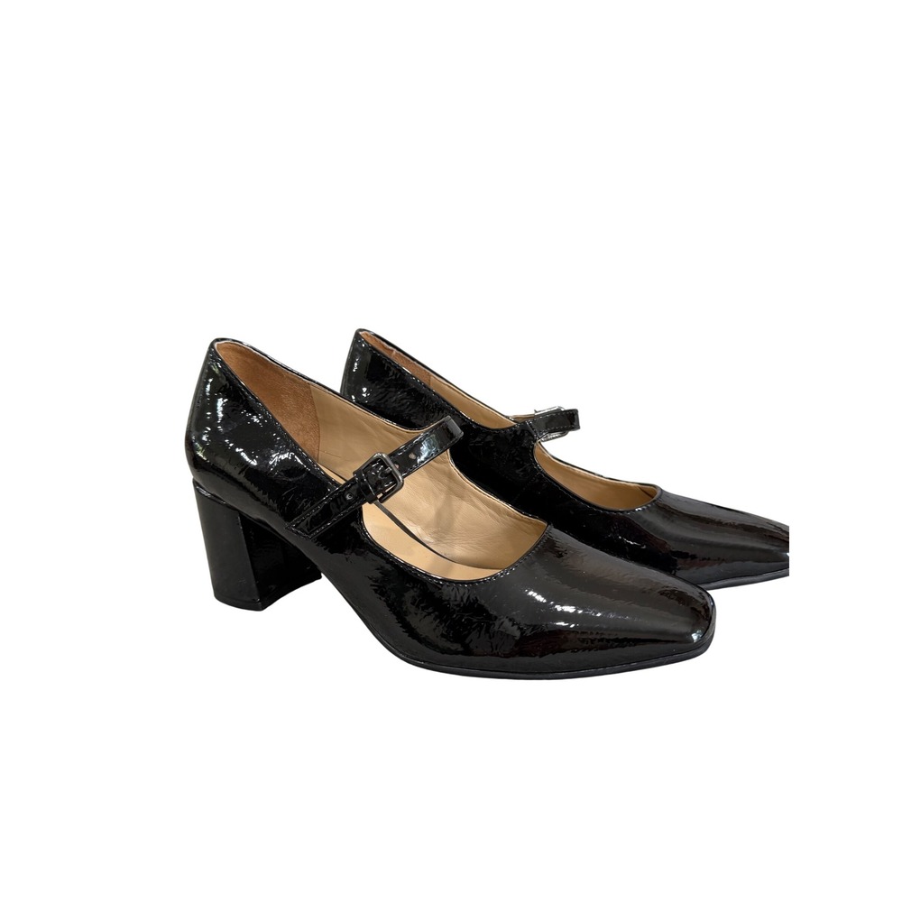 Naturalizer Warner-Mj Black Patent Mary Jane Block Heel Pumps Square Toe 9M